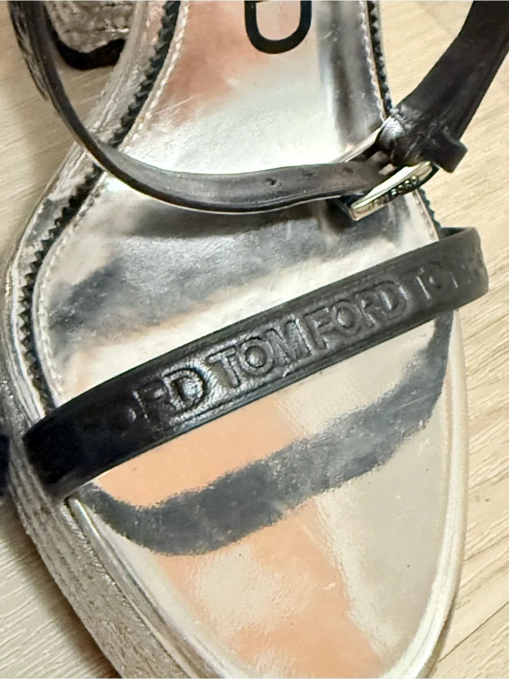 Tom Ford Silver and Black Platform Espadrille Sandals